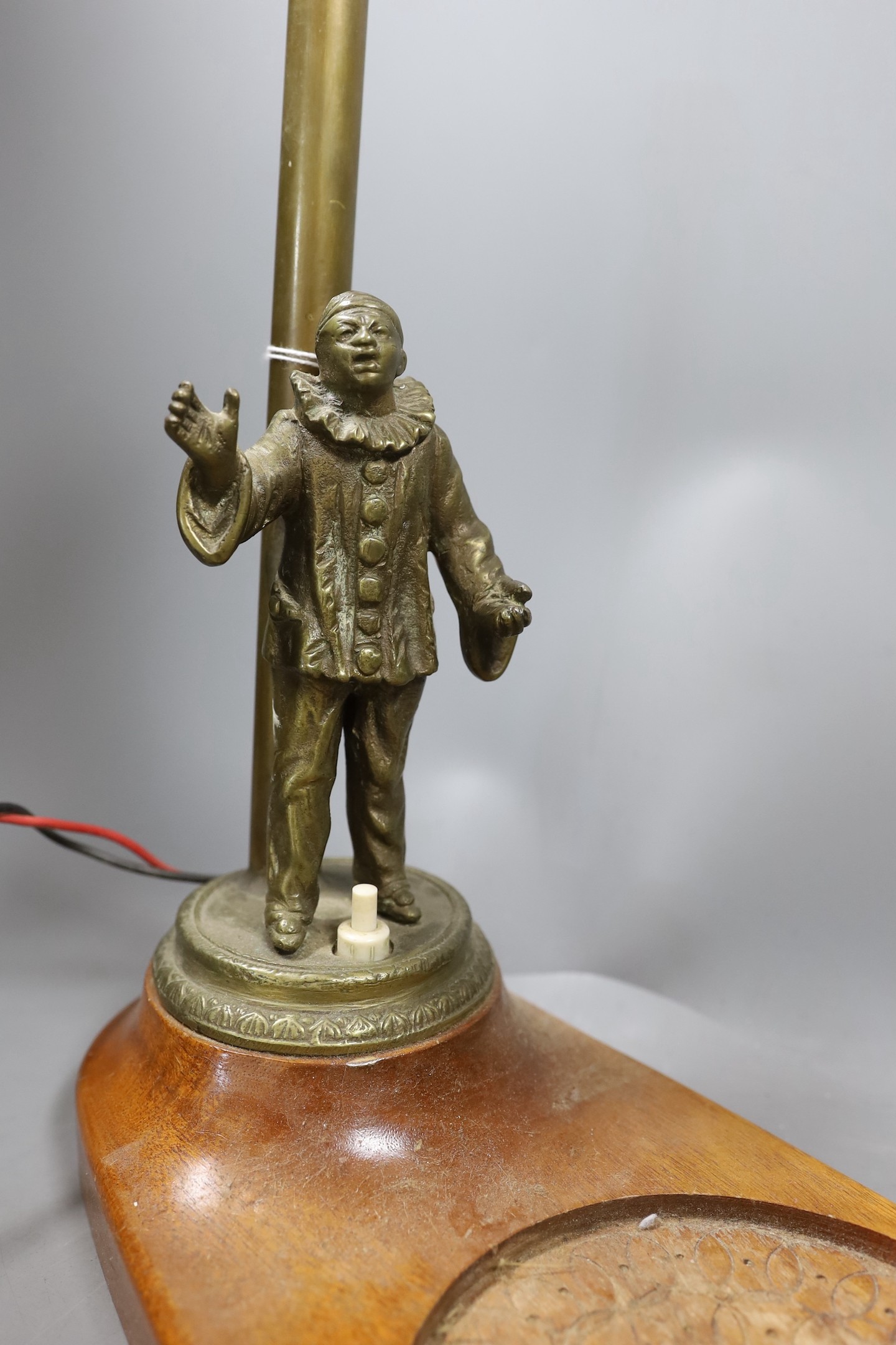 A brass figural ‘Pierrot’ table lamp